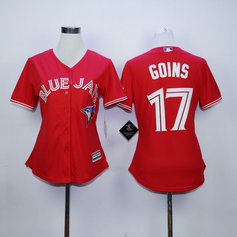 Women Toronto Blue Jays #17 Goins Red MLB Jerseys